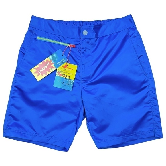 NOS PWAP! Original Swim Board Shorts Waterproof Pocket Rare Made in NYC Medium - Picture 1 of 13